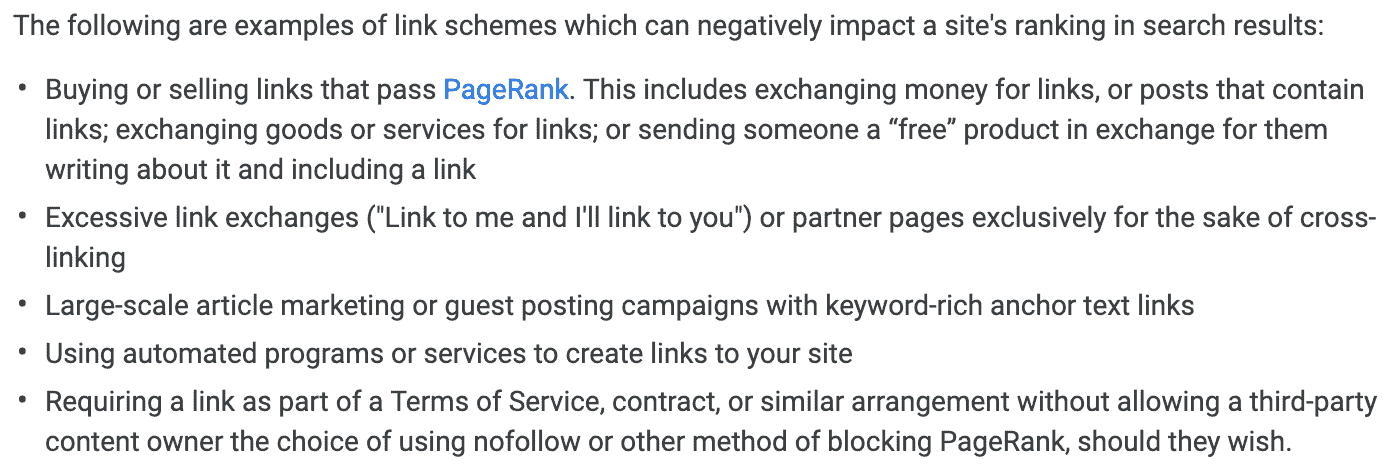 Google Guidelines about Backlinks and Link Schemes