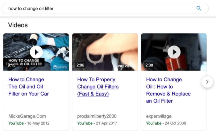 Google Carousel with Videos Examples