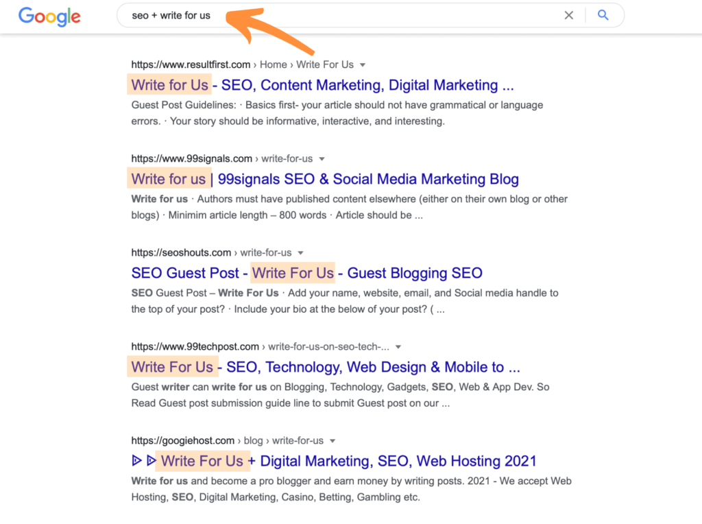 seo+write for us Example